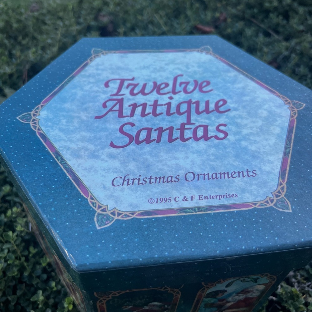 Twelve Antique Santas Christmas Ornaments Vintage Olde time Santa 90s 1995